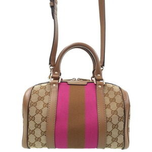 Gucci GG Canvas Web Boston Bag Pink